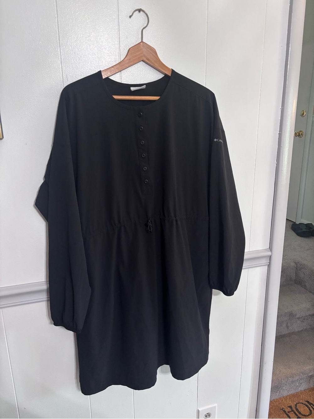 Columbia Black Button-Front Round-Neck Tunic